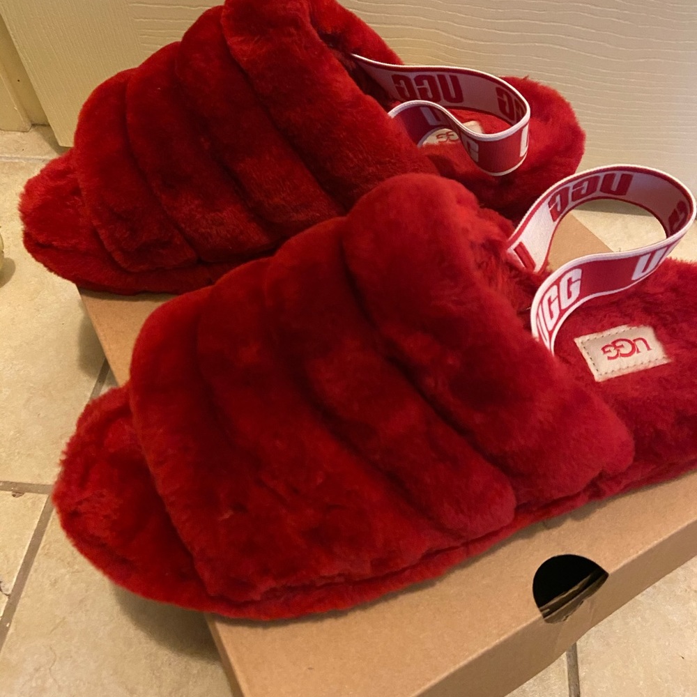 Red ugg slippers